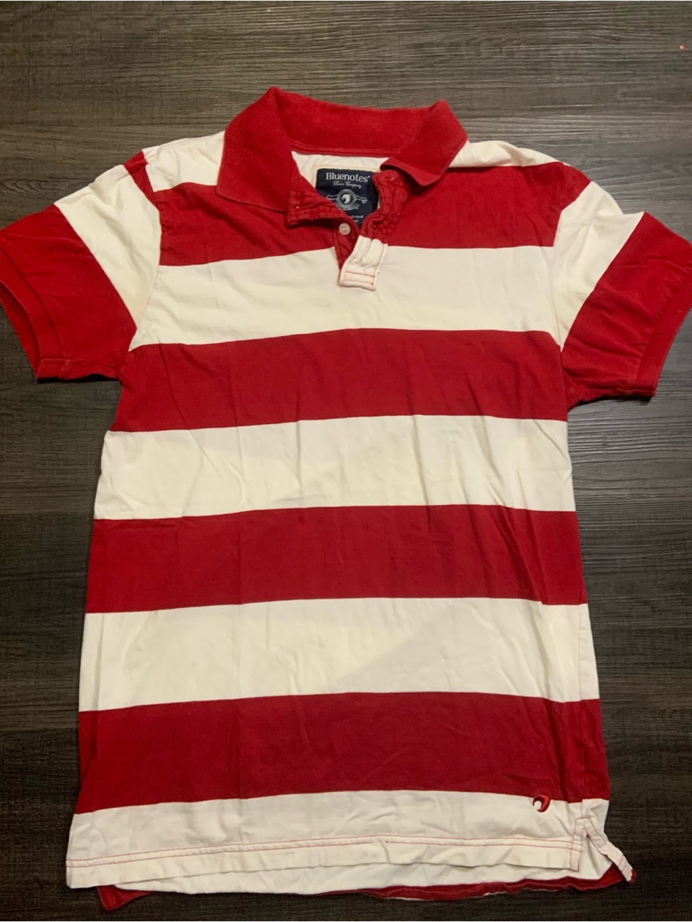 Bluenotes Red and White Striped Polo Shirt
